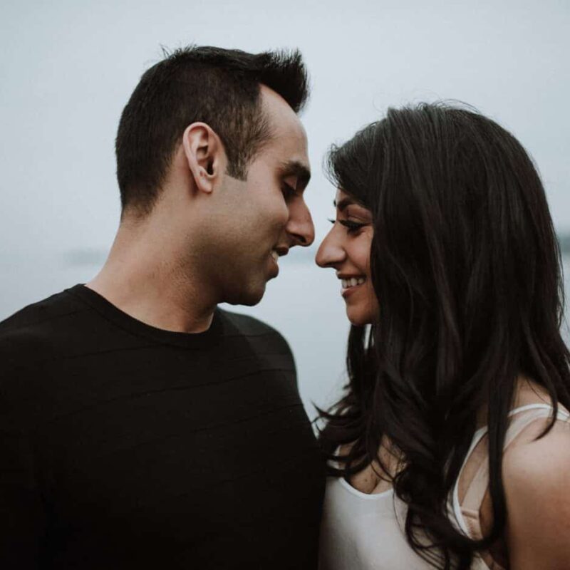 young couple newly engaged portrait session