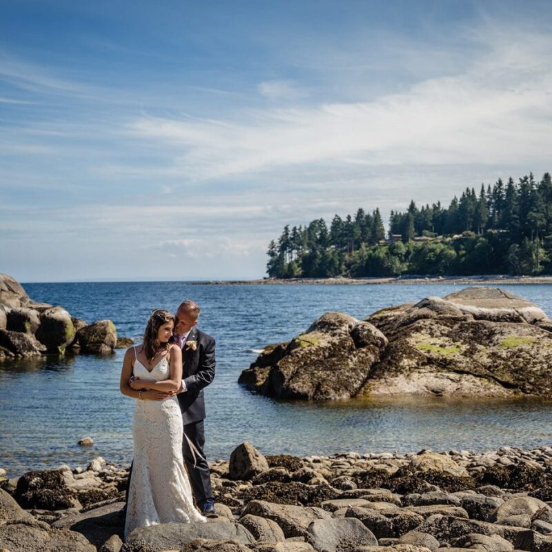 oceanside bride and groom portrait during sunshine coast wedding
