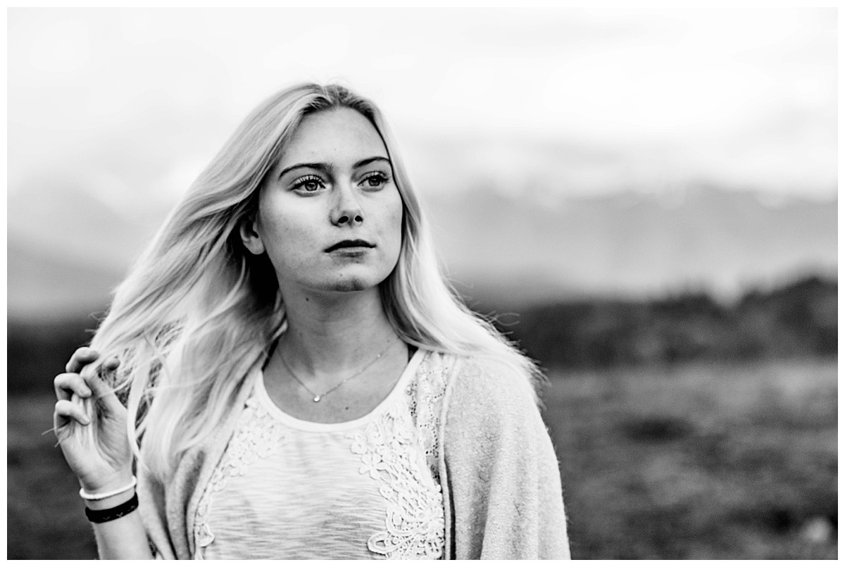 Fresh Air Photography Adventure Elopement Girl walking in the mountains at sunset