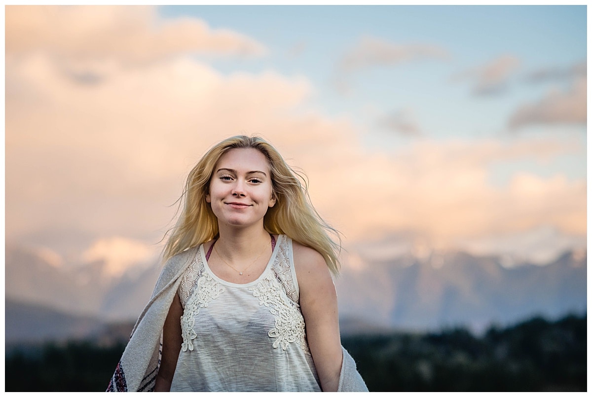 Fresh Air Photography Adventure Elopement Ashley smiles as she enjoys a mountain adventure photo session