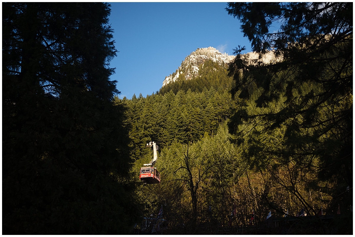 Kayla Reece Engagement Proposal, Grouse Mountain gondola coming down Grouse Mountain