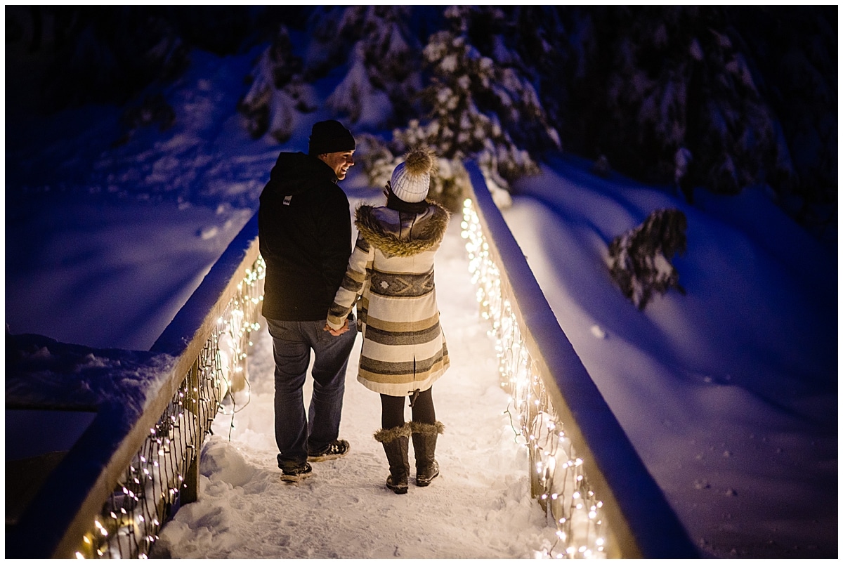 Kayla Reece surprise Proposal, Kayla and Reece take the romantic lighted snow trail around Grouse Mountain
