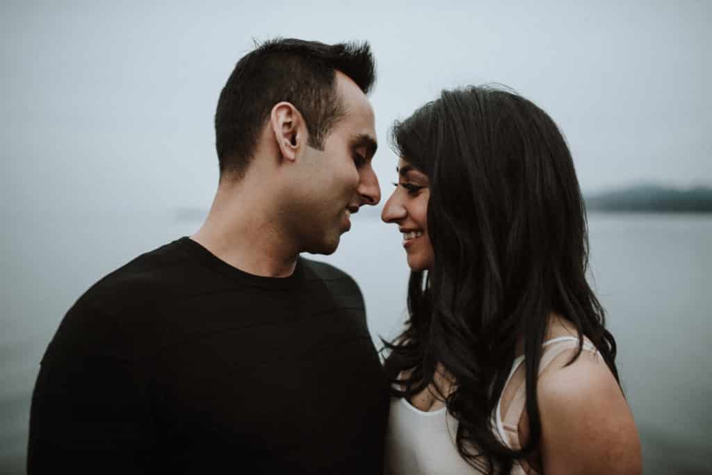 young couple newly engaged portrait session