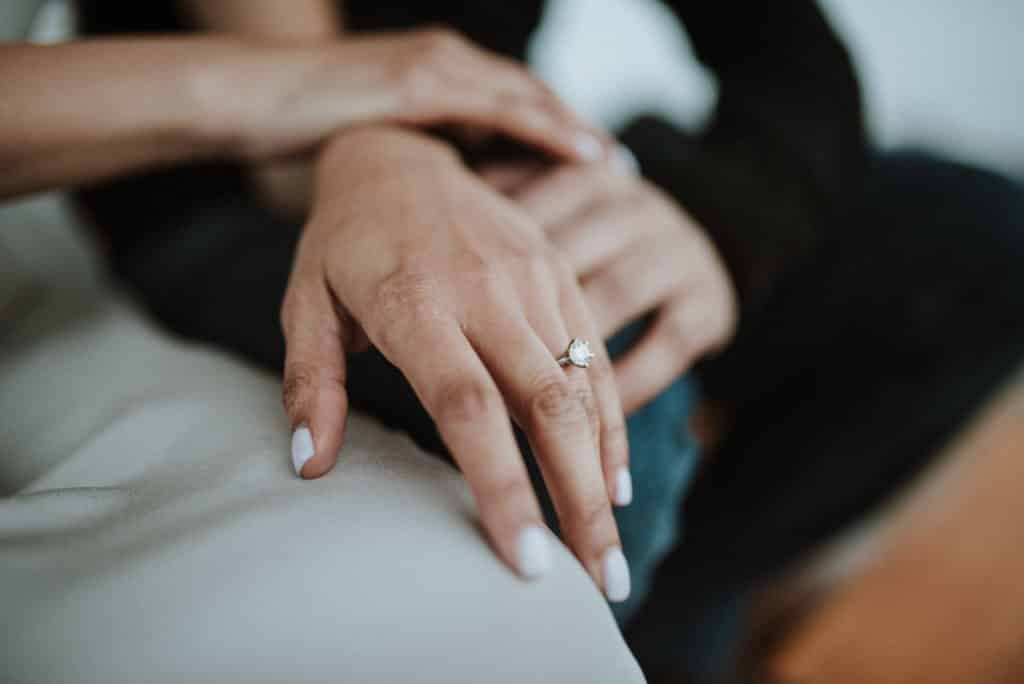 sunshine coast engagement session with the couples hands entwined