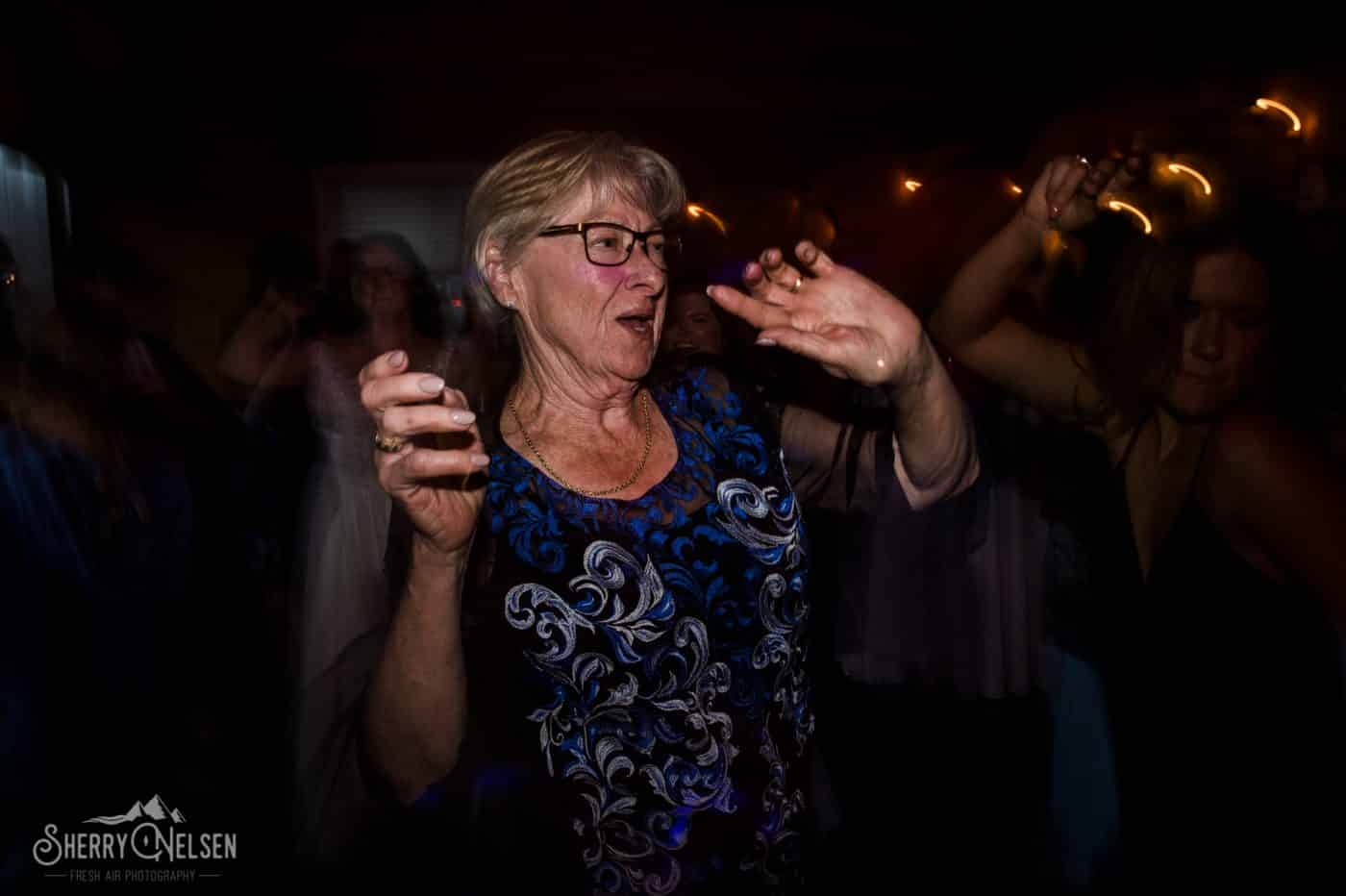 Bride's grandmother dances at this Sechelt BC Wedding