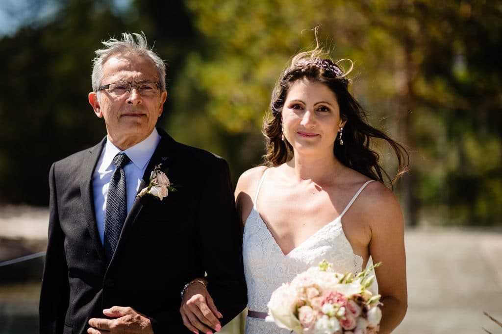 father walks bride down the aisle sunshine coast wedding