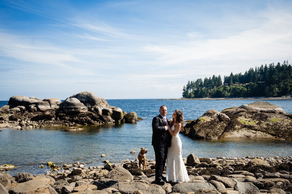 oceanside bride and groom portrait during sunshine coast wedding