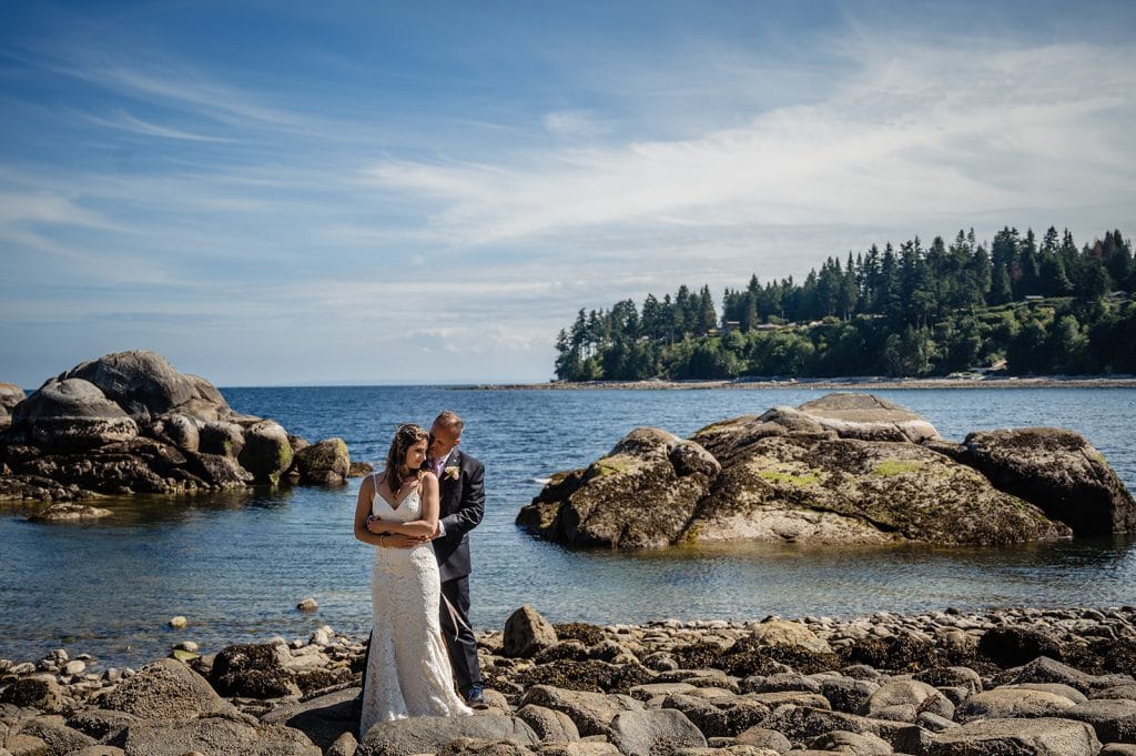 oceanside bride and groom portrait during sunshine coast wedding