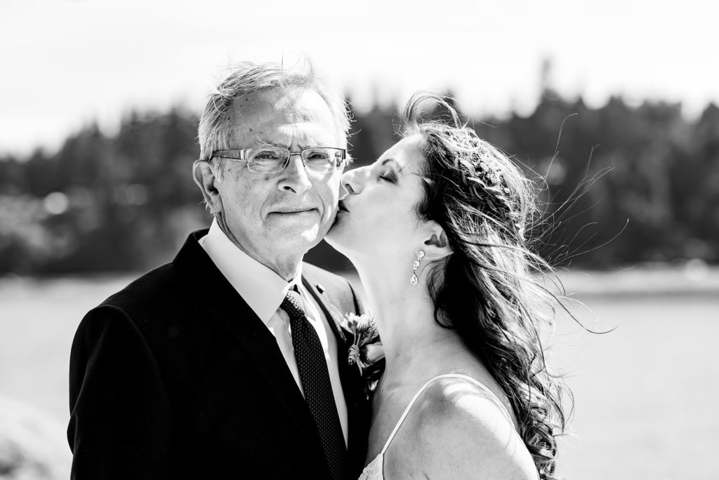 bride kisses father's cheek