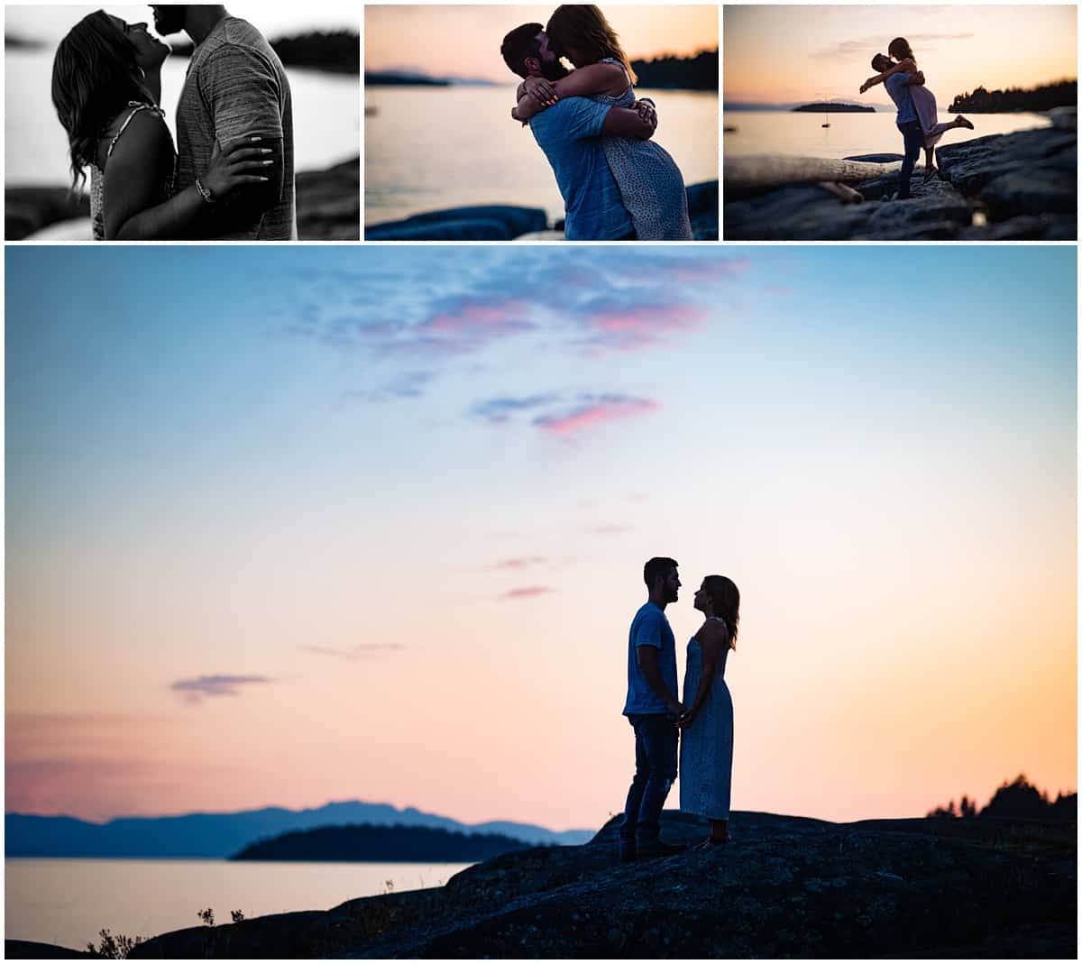 sunset engagement photos taken at Snicket Park in Sechelt, BC by Sherry Nelsen of Fresh Air Photography