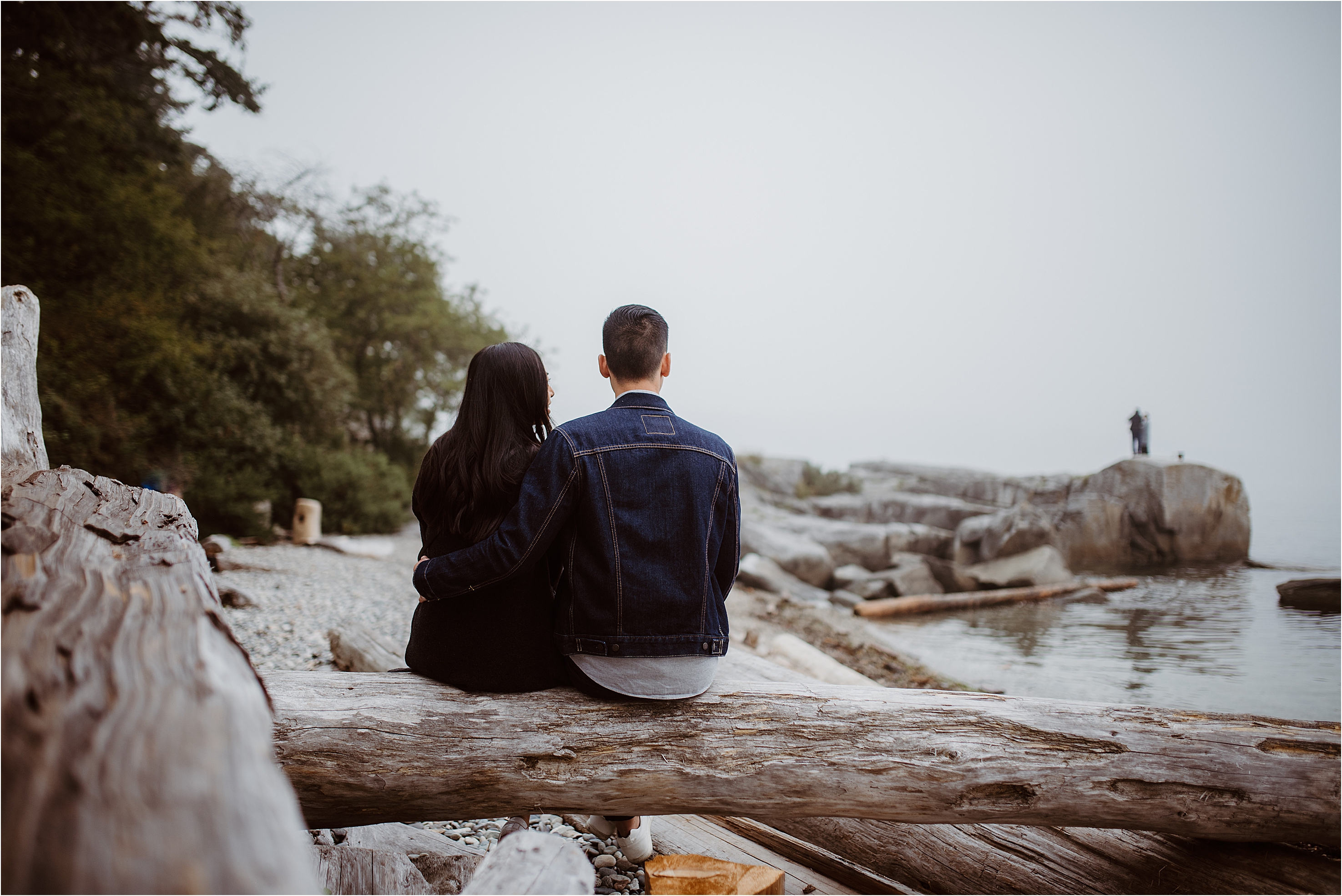 young couple watching their friends take selfies at Snicket Park, Sunshine Coast as they helped conspire to create a surprise proposal for her