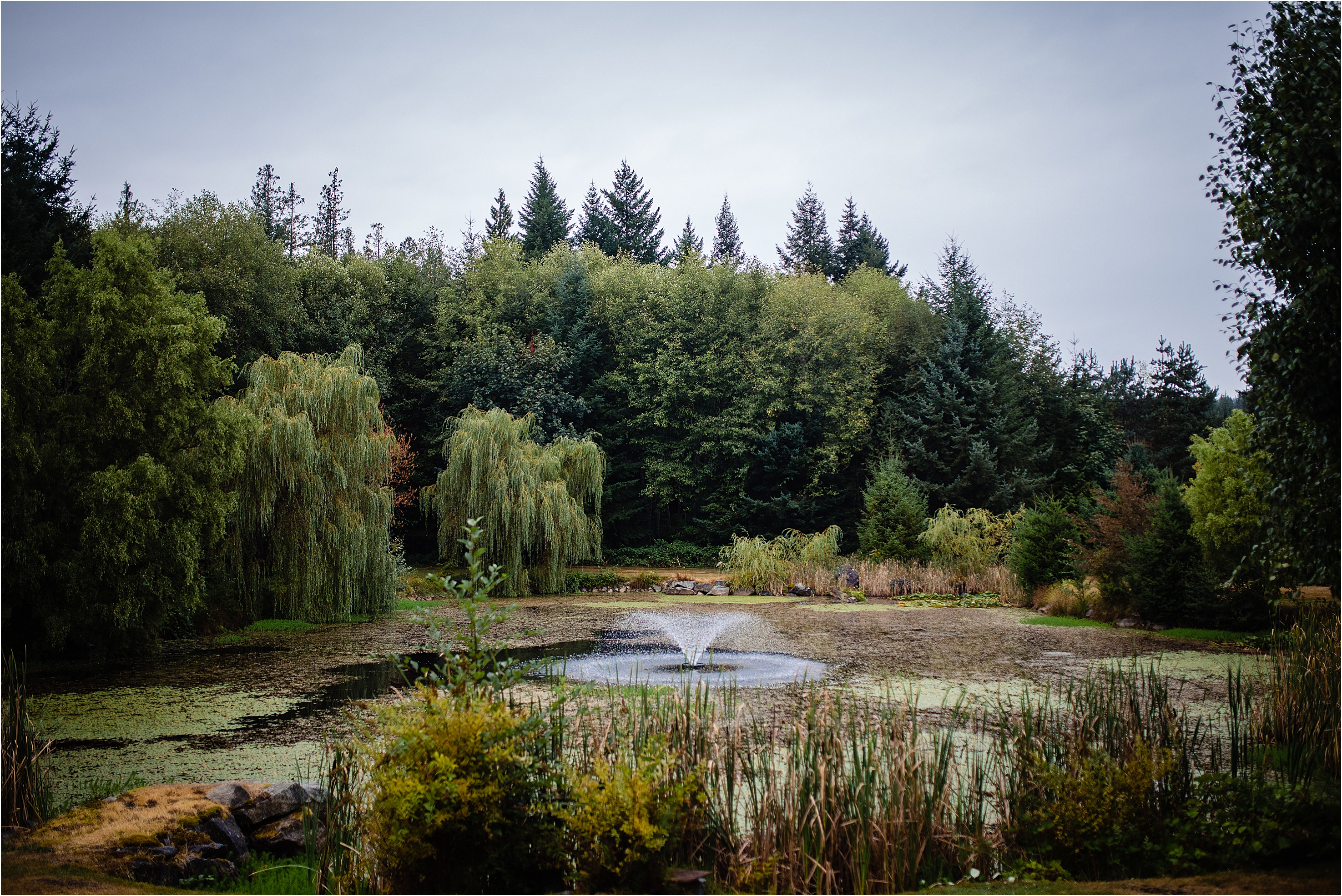 pond with fountain at Valhalla House
