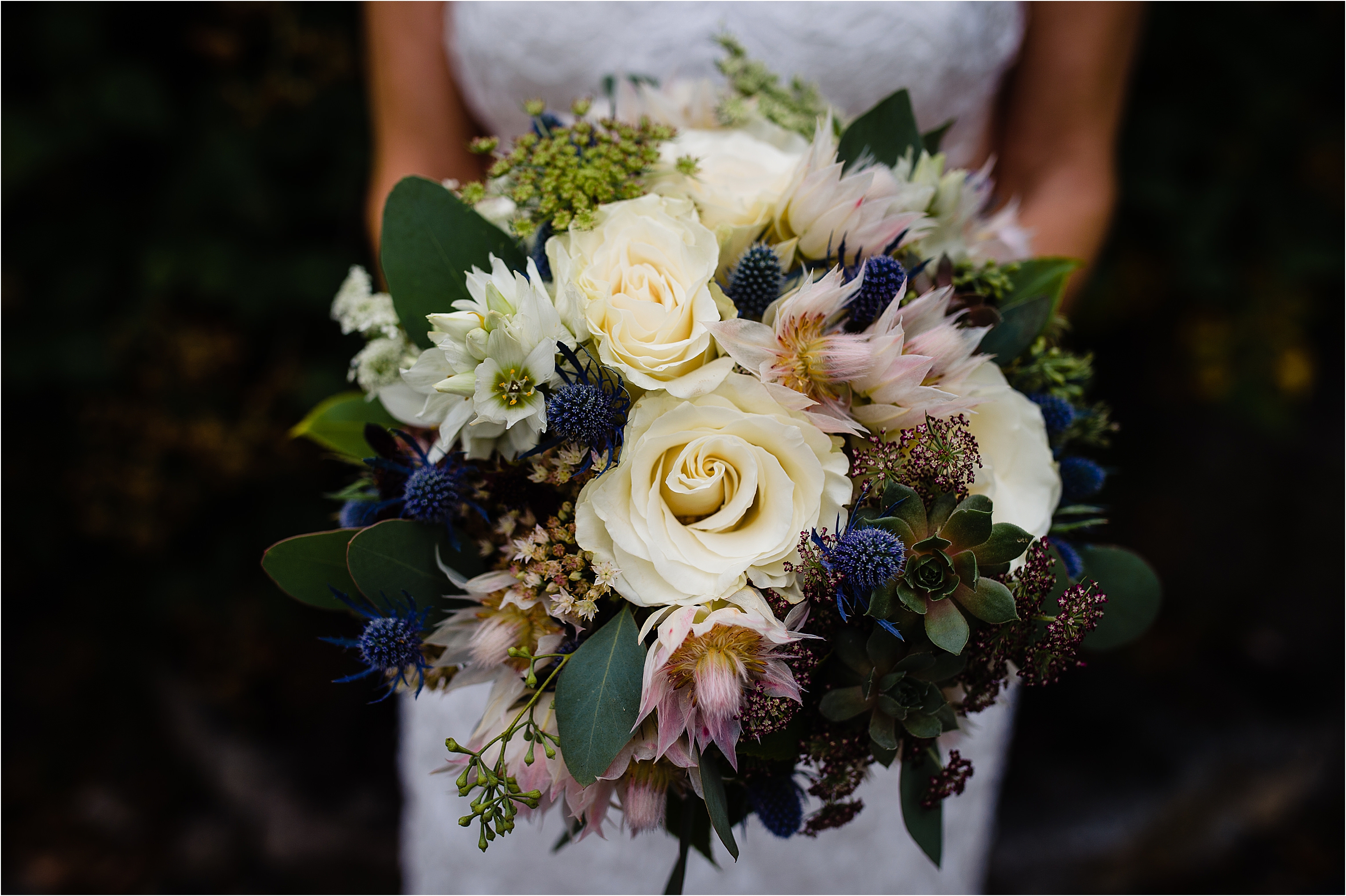 bride holds the most beautiful bridal bouquet