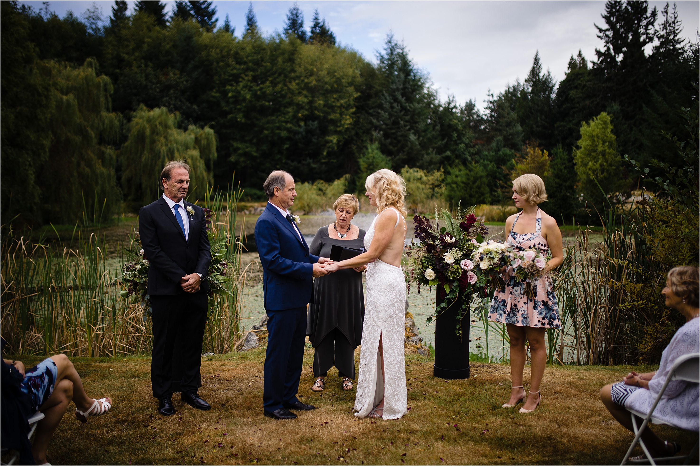 bride and groom at ceremony at Valhalla House