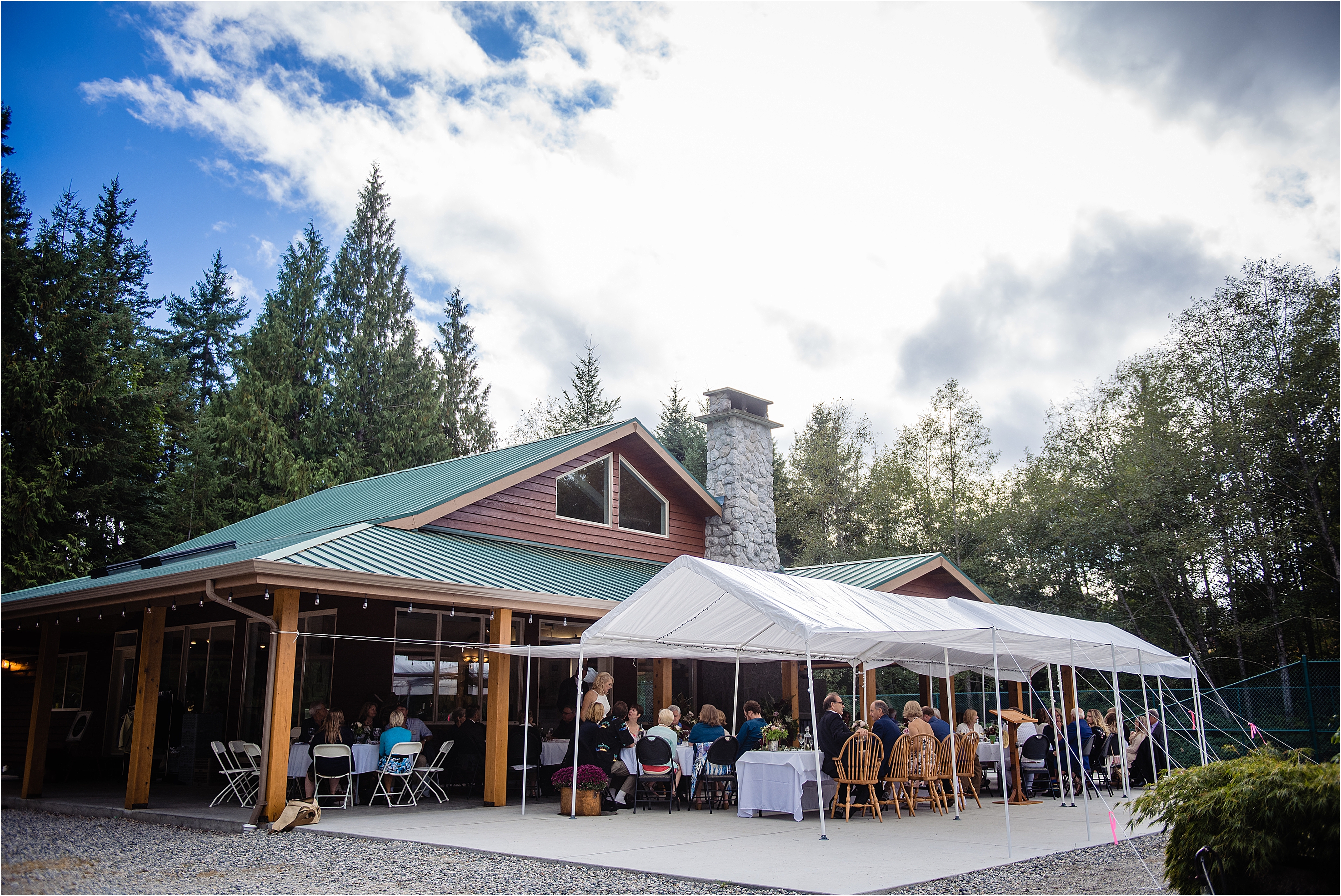 VALHALLA HOUSE WITH WEDDING GUESTS ENJOYING DINNER